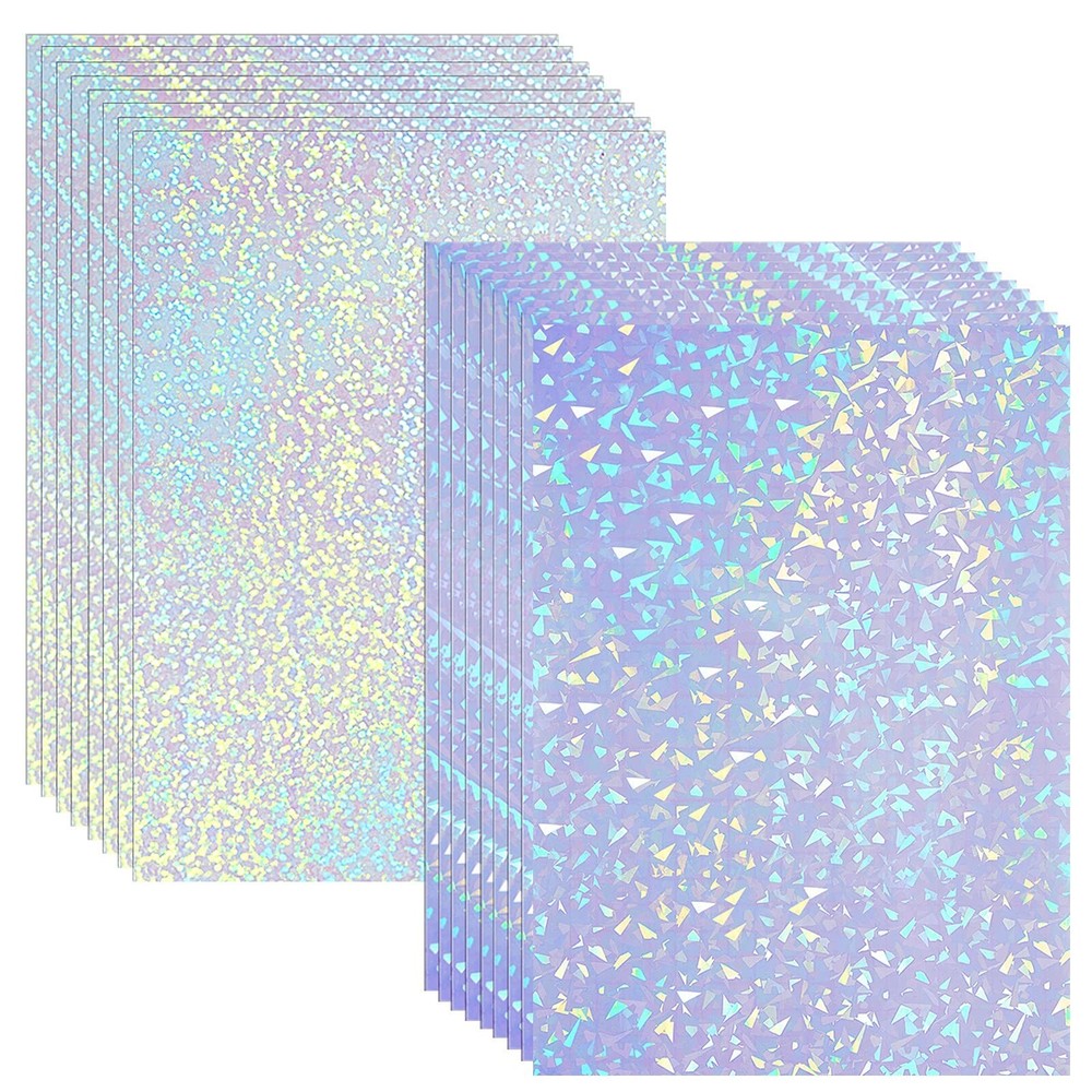 36 Sheets Holographic Sticker Paper Clear A4 Vinyl Sticker Paper Self Adhesiv…