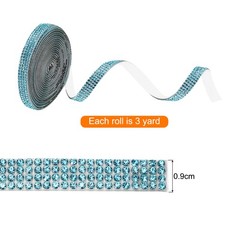 0.35 Inch Self Adhesive Rhinestone Strips 3 Yard for Crafts,Lake Blue