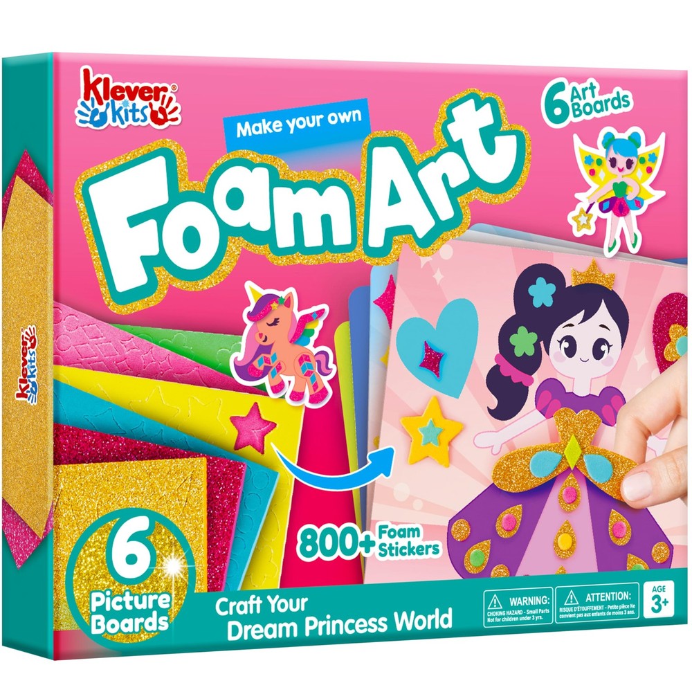 Klever Kits Foam Art Kit for Kids, EVA Foam Stickers with 6 Art Board and 800…