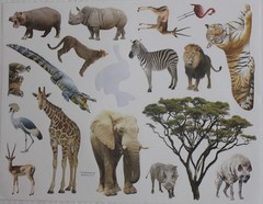 New Scrapbooking Stickers ZOO SAFARI meercat lion flamingo rhino tiger hyena