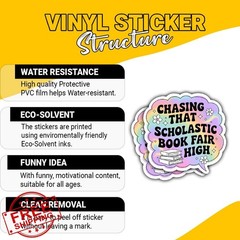 Piratify 3 Pcs Chasing Scholastic Book Fair High Sticker