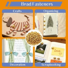 600 PCS 0.3 x 0.6 Inch Brads Round Head Paper Fasteners Metal Brass Fasteners…