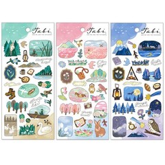 Mind Wave Sticker Sheet Set of 3 – Nature Countryside Blue Green, Pink & Blue