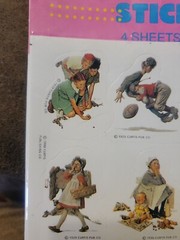 Vintage NORMAN ROCKWELL Sticker 4 Sheet Pack CURTIS Publishing Co Hallmark 1990