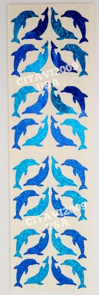 HAMBLY STUDIOS PRISMATIC GLITTER STICKER MINI DOLPHIN STICKER SHEET VINTAGE RARE