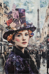 POSTCARD Paris Collage, 6 pcs, Scrapbook Card Topper Junk Journal Art Card 4×6″