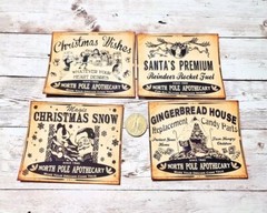 4-Christmas-Primitive-Apothecary-Rustic-Farmhouse- Non Sticky-Cardstock-Labels