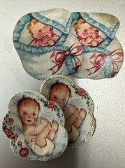 Lot 14 Vintage Gummed Baby Shower Stickers Seals 1950-60’s Unused Christening US