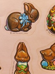 Hallmark Vintage 1983 Easter Bunny Stickers Scratch Sniff Chocolate Silly Scents