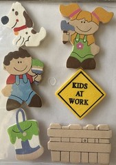 KIDS AT WORK Dimensional Wooden Stickers(6pc)Hobby Lobby•Painting•Card Making•