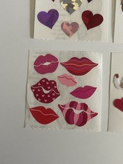 Vintage Sandylion Lot Of 4 Mods Hearts Valentines Stickers love Fuzzy Glitter
