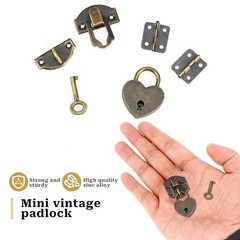 2 Set Antique Bronze Hasp Latch 27 X 30 mm Hasp Latch Mini Box Hinges and Lov…