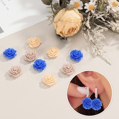 20mm Rose Flower Resin Cabochon, 30 Pcs Mini Rose Flower Resin, Dark Blue