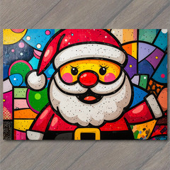 STICKER Santa Red Nose Color Pop Festive Bright Fun Christmas Look