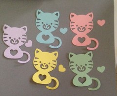 Cat with Cut Out Heart Die Cut Embellishments 8pcs 2-1/2 x 1-3/4 Scrapbook Cards