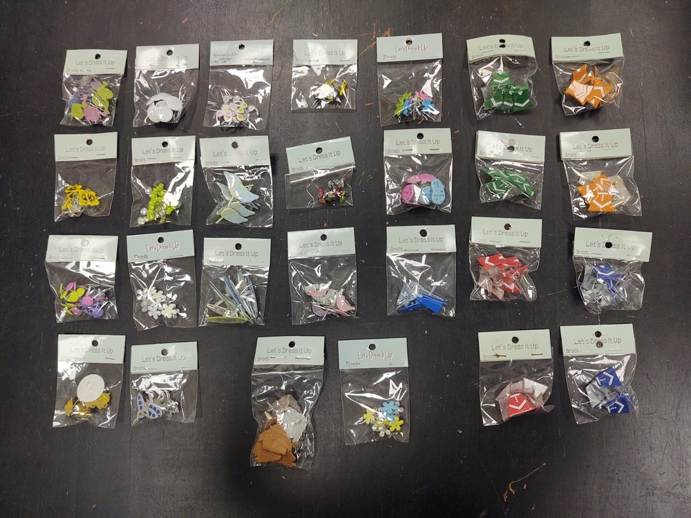 Lot of 27 pkgs Brads Let’s Dress It Up Scrapbooking, Crafts, Card Making