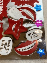 Vintage 80’s Hallmark Razzle Dazzle FOIL Sticker Sheet Braces Tin Grin HTF RARE