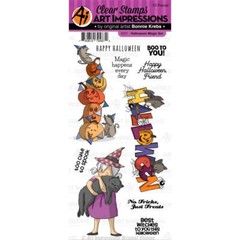 New ART IMPRESSIONS Rubber Stamp clear HALLOWEEN MAGIC set cling