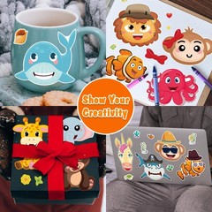 Aowplc 48 Sheets Make-a-Face Animal Stickers Mix and Match for Kids Party Favors