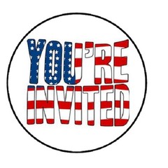 48 American Flag You’re Invited!!! ENVELOPE SEALS LABELS STICKERS 1.2″ ROUND