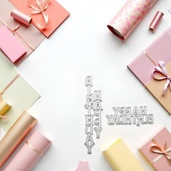 Silver Happy Birthday Metal Cutting Dies DIY Craft Carbon Steel Embossing Templa