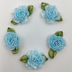 50Pcs Satin Ribbon Roses Fabric Flowers for Sewing Multicoloured Flower Embellis