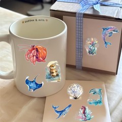 50PCS Marine Animal Stickers PET Transparent Ocean