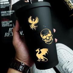 9Pcs Golden Metal Stickers 1.6X1.6 Inch Dragon Self Adhesive Sticker