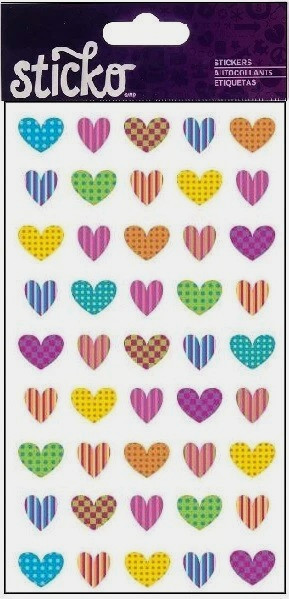 Heart Heart Love Colorful Bright Dots Stripes Checks Sticko Foiled Stickers
