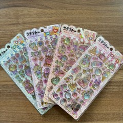 4Pcs Cute 3D Sparkle Gem Stickers Sweet Dessert Castle Epoxy Stickers for Scrapb