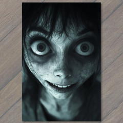 STICKER Creepy Wide-Eyed Woman Haunted Horror Macabre Dark Gothic Atmosphere