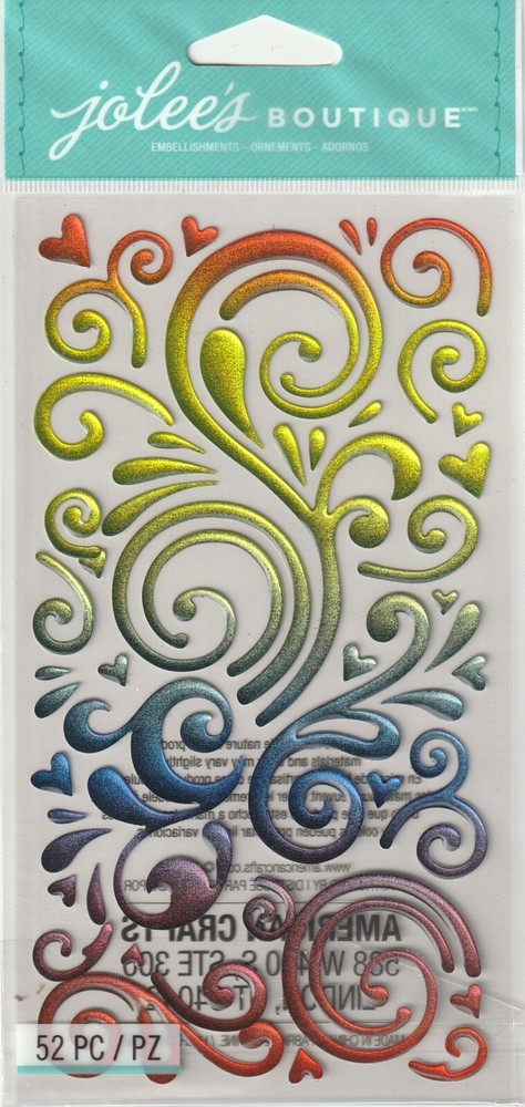 Jolee’s Boutique 3-D stickers RAINBOW SWIRLS Pride Theme 81218 Fast FREE Ship!
