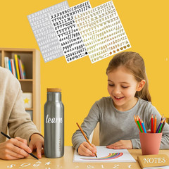 0.5 Inch Small Letter Sticker, Golden Vinyl Self Adhesive Alphabet Number Sticke