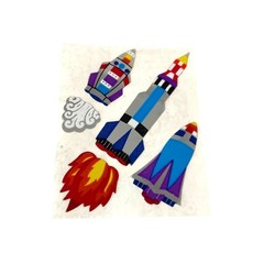 Vintage Sandylion Rocket Stickers Sheet Space Theme Holographic RARE
