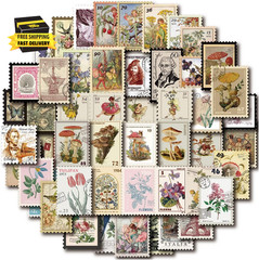Vintage Postage Stamp Stickers for Scrapbook, 100 Pcs Deco Paper Stickers for Bu