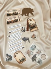 Mountain Bear Moose Junk Journal Ephemera Kit 151 Pc Forest Cabin Scrapbook Pape