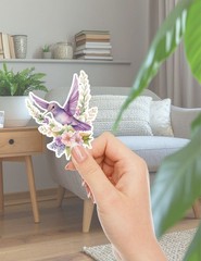 Purple Hummingbird Vinyl Die Cut Stickers Set Scrapbooking Laptop Waterbottle