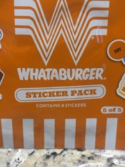 Whataburger Sticker Pack 5 of 5 Collectible 2026 Kids Meal Toy 8 Stickers Sealed