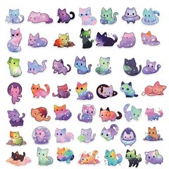 ZOLAREIN 50 Pcs Sky Cat Stickers