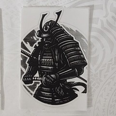 11 pcs Samurai Warriors on 4×6 Thermal Stickers- Classic White and Black