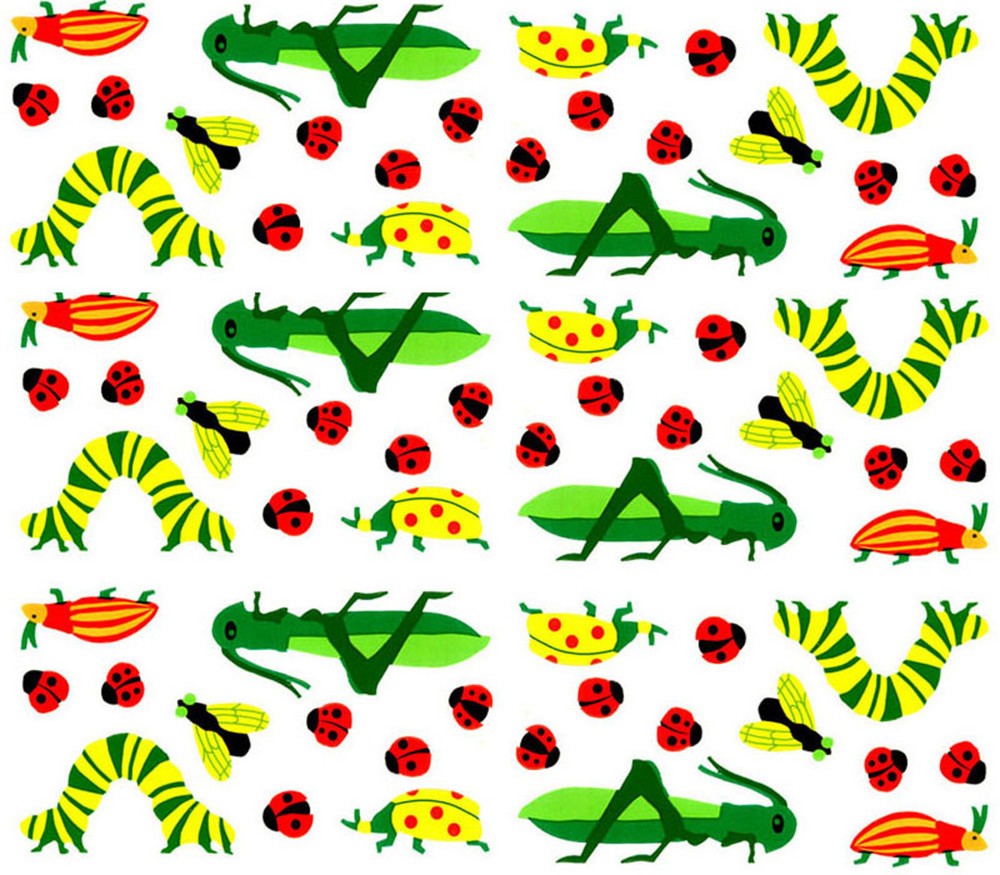 Mrs Grossman’s BUGS Grasshopper Ladybugs Fly Insects Scrapbook Stickers 3 Strips