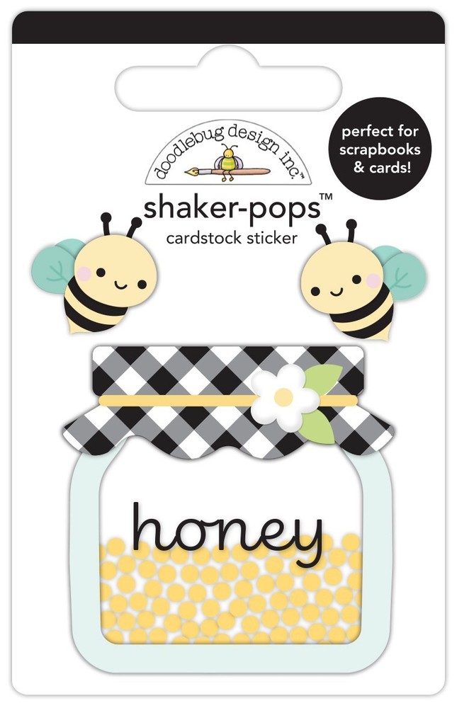 Doodlebug Stickers Shaker-Pop 3D Jar of Honey Bees Bumble Smiling Faces Cover