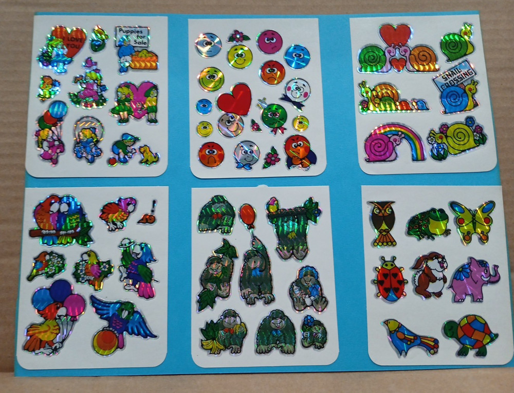 Vintage 1980s Prism Sticker Lot 12 Vending Sheets Unicorn Gorilla Snail Frog BJ