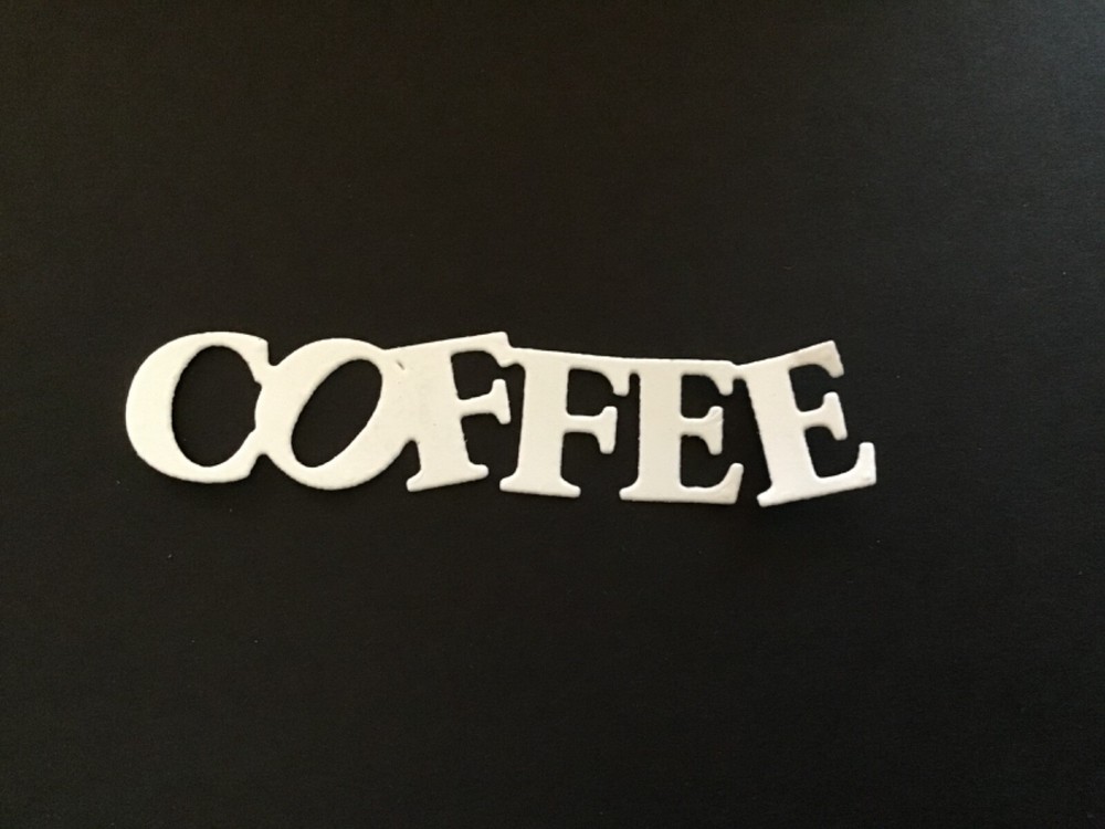 COFFEE word die cut embellishments 8 Pcs Choose color 1/2” x 2-3/4”