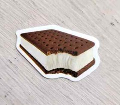 Vintage Food Sticker Ice Cream Sandwich Vanilla Chocolate Delicious Bite 1 Pc