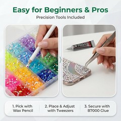 24 Mix Jelly AB Colors 3mm Rhinestones with Glue for Nail Art and Crafts