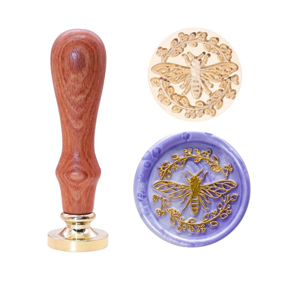 SWANGSA Bee with Wreath Wax Seal Stamp, Vintage Brass Head Sealing Stamp, Gre…