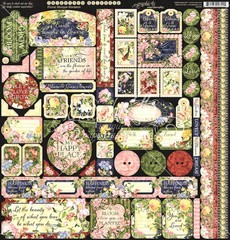 Graphic45 FLORAL SHOPPE 12×12 Cardstock Sticker Sheet scrapbooking *RETIRED*