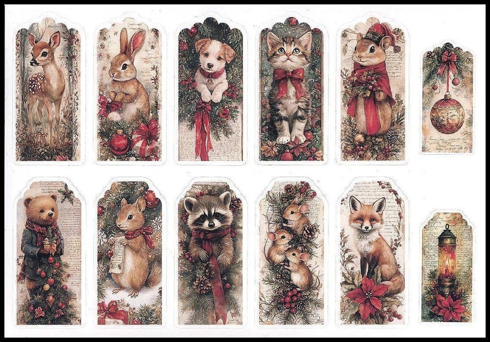 Stickers – Bear Cat Deer Dog Fox Mouse Rabbit Raccoon Squirrel – Christmas CL170