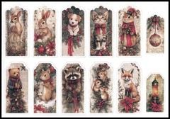 Stickers – Bear Cat Deer Dog Fox Mouse Rabbit Raccoon Squirrel – Christmas CL170